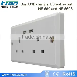 2 Gang Electrical Outlet 2 USB Wall Socket UK thumbnail-2