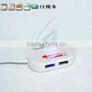 High Quality Blue Led Mini 4 Port HUB High Speed USB 2.0 Splitter Adapter Hub With Cable For Macbook PC Laptop thumbnail-1