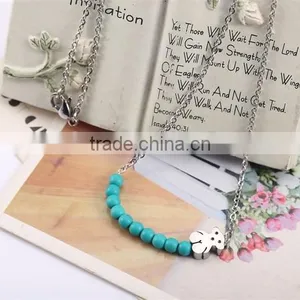 Guangzhou Biggest Wholesale Fashionable Ceramic Pearl Silver Chain Necklace thumbnail-3