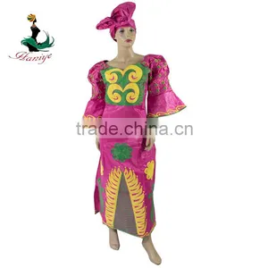 New African Cotton Damask Bazin Riche Dresses Embroidery For Women thumbnail-4
