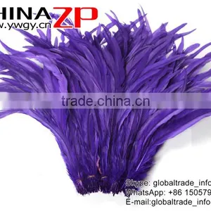 Top Supplier ZPDECOR Wholesale 35-40cm Length Good Colored Royal Purple Fully Dyed Rooster Chicken Feathers for Sale thumbnail-2