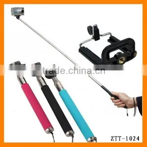 New Design Portable Stainless Steel Extension-type Rotatable Wired Selfie Monopod For Mobile Phone And Camera Wholesale thumbnail-1