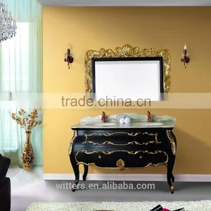 Luxury Antique Bathroom Vanity With Double Bowl in Black WTS147 thumbnail-1