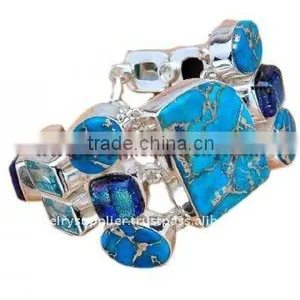 Handcrafted!! Copper Turquoise Dichroic Glass Blue Topaz Jeweller thumbnail-1
