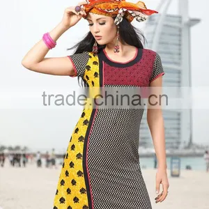 Indian Cotton Printed Kurtis Fashionable Traditional Kurtis For Women thumbnail-1