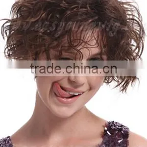 Fashion Synthetic Short Afro Curly Full Lace Hair Wigs for Black Women thumbnail-3