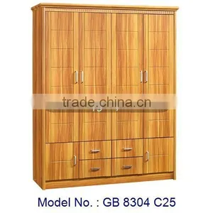 Large Cabinet For Bedroom 4 Doors Wardrobe Furniture, Malaysia Bedroom Furniture, Bedroom Closet Wood Wardrobe Cabinets, Classic thumbnail-1