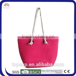 Solid Color Denim Shoulder Bag With White Rope thumbnail-2