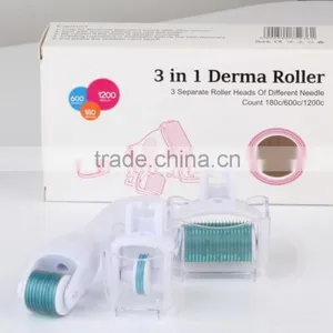 Beauty Supply 3 in 1 Derma Roller With 3 Separate Roller Heads 180 600 1200 Derma Roller for Eyes,Face, Body Dermaroller System thumbnail-4