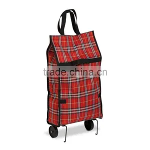 Fold-Up Fabric Rolling Bag Cart With Handles thumbnail-1
