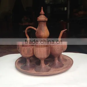 Natural Color Set of Wooden Cup, Tea Pot From Vietnam Leading Manufacturer thumbnail-2
