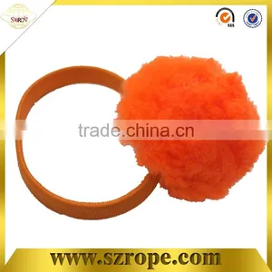 Rabbit Fur Pom Poms, Elastic Hair Band With Pom Pom thumbnail-4