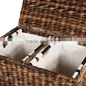 Eco-friendly Dyeing Water Hyacinth Woven Laundry Hamper With Liner thumbnail-3