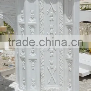 Classical Indoor Decorative White Marble Fireplace Mantel thumbnail-3