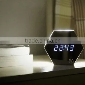 Mirror Alarm Clock Multi Function Image Digital Alarm Clock Thermometer Alarm Clock LED Mirror Nightlight Clock thumbnail-5