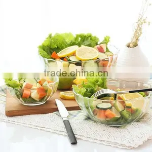 Very Large Decorative Clear Glass Salad Bowls thumbnail-1