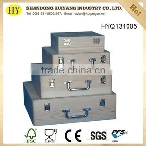 FSC Unfinished Wooden Suitcase Tool Box thumbnail-1