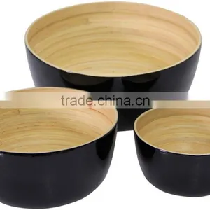 Bamboo Bowls and Spoon Set/ Eco-friendly Spun Bamboo Salad Bowls thumbnail-4