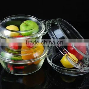 High Quality Clear Glass Salad Bowl With Glass Lid thumbnail-1