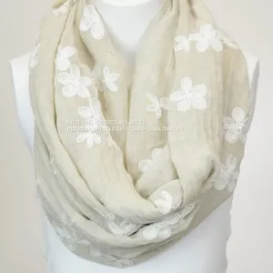 Soft Floral Print Infinity Loop Circle Scarf China Factory thumbnail-5