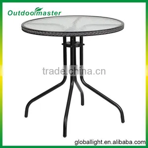 Tempered Glass Metal Gray Dining Round Table thumbnail-1