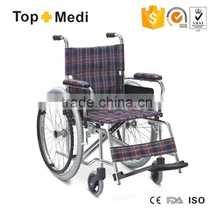 TOPMEDI Self-locking Brake Manual Foldable Wheelchair for Elderly thumbnail-1