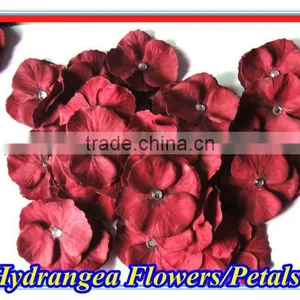 2" Burgundy Artificial Hydrangea Flowers thumbnail-1
