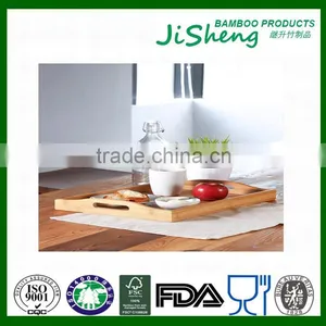 Rectangular Eco-friendly Bamboo Food Serving Tray With Handles: Serve Food, Coffee, Tea or Use as Party Platter thumbnail-4