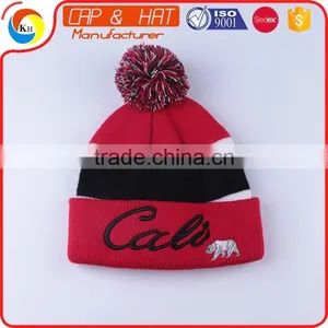 100% Acrylic Jacquard Knitted Hat Wither Embroidery CC Beanie thumbnail-2