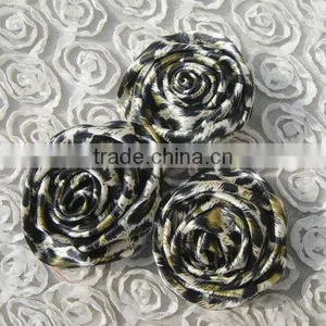 Cute Hand Made Leopard Satin Flower Trim thumbnail-1
