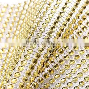 Bling Bling Gold Color Or Various Colors Plastic Rhinestone Mesh Trimming Custom Cut For Decoration Vase Clothing Shoes thumbnail-3