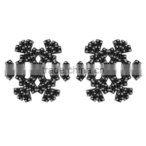 Trendy Noble Black Zircon Snowflake Silver Color Stud Earring thumbnail-1