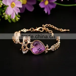 2017 New Summer Style Golden Luxury Crystal Bangle Bracelets Girls Womens thumbnail-5