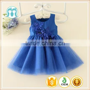 2017 Indian and Pakistan Girls Without Dress Toddler Blue Flower Girls Performance Dresses Turkish Shell Sequins Party Dresses thumbnail-1