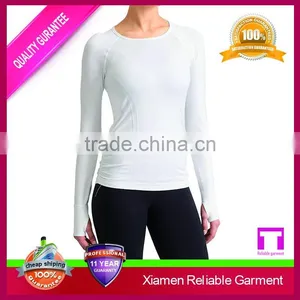 Wholesale Compression Plain Modal Cotton Spandex Women's t Shirt Gym Clothing for Yopa Wear thumbnail-4