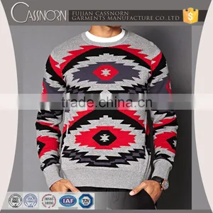 Long Sleeve Round Neck Cotton Pullover Southwestern Knitted Pullover Men Sweater thumbnail-1