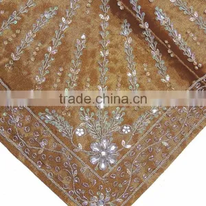 Amber Stylish Beaded Floor Pillow Cover - Handmade Unique Dazzling Euro Sham 24" thumbnail-4