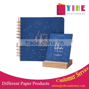 2017 Full Color Spiral Notebook Custom Hardcover Diary Planner With Gold Wire thumbnail-1