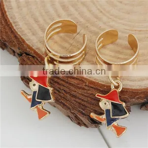Halloween Ear Cuffs Clip Wrap Earrings Gold Plated Multicolor Witch Enamel 26mm x 10mm thumbnail-1