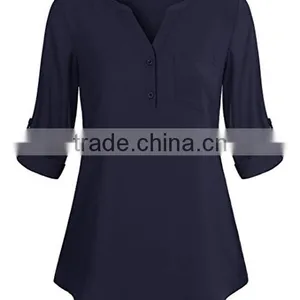 Brand Design Low Price Ladies Light Blue Blouses thumbnail-1