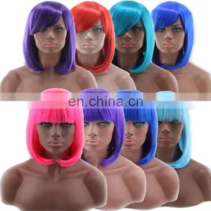 Fashion Party Blue Cosplay Wig Short Straight Synthetic Wig thumbnail-1