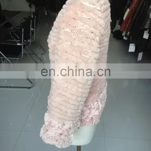 2015 Girl's Pretty Ribbit Fur Coat Pink thumbnail-2