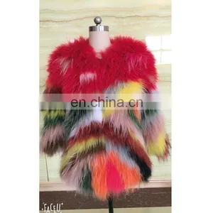 Hot-sale Real Raccoon Fur Colorful Jacket Winter for Women thumbnail-1