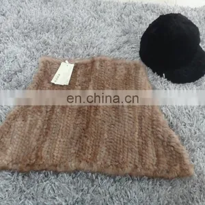 Knitted Mink Fur Tube Cape for Women thumbnail-3