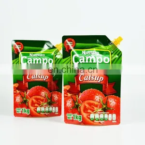 Wholesale Custom 1kg Tomato Sauce Pouch Plastic Spout Pouch / Plastic Drinking Packaging Bag thumbnail-1