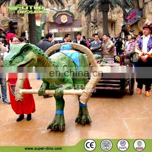 Walking Dinosaur With Cart in Amusement Park thumbnail-1