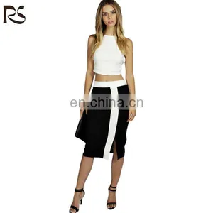 Wholesale Contrast Band Split Front Women Pencil Skirt thumbnail-1