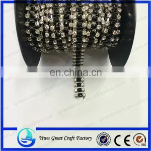 Dress Fancy Rhinestone Metal Cup Chain Crystal Flower Rhinestone Chain Trimming Rhinestone Cup Chain for Wedding thumbnail-1