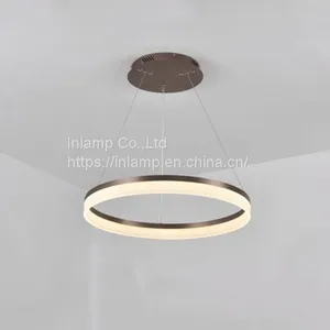 Rose Gold Acrylic LED Pendant Light With 2 Rings thumbnail-1