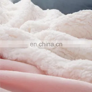 Warm Lightweight Bedding Family Double Sided Sherpa Blanket For Sale thumbnail-3